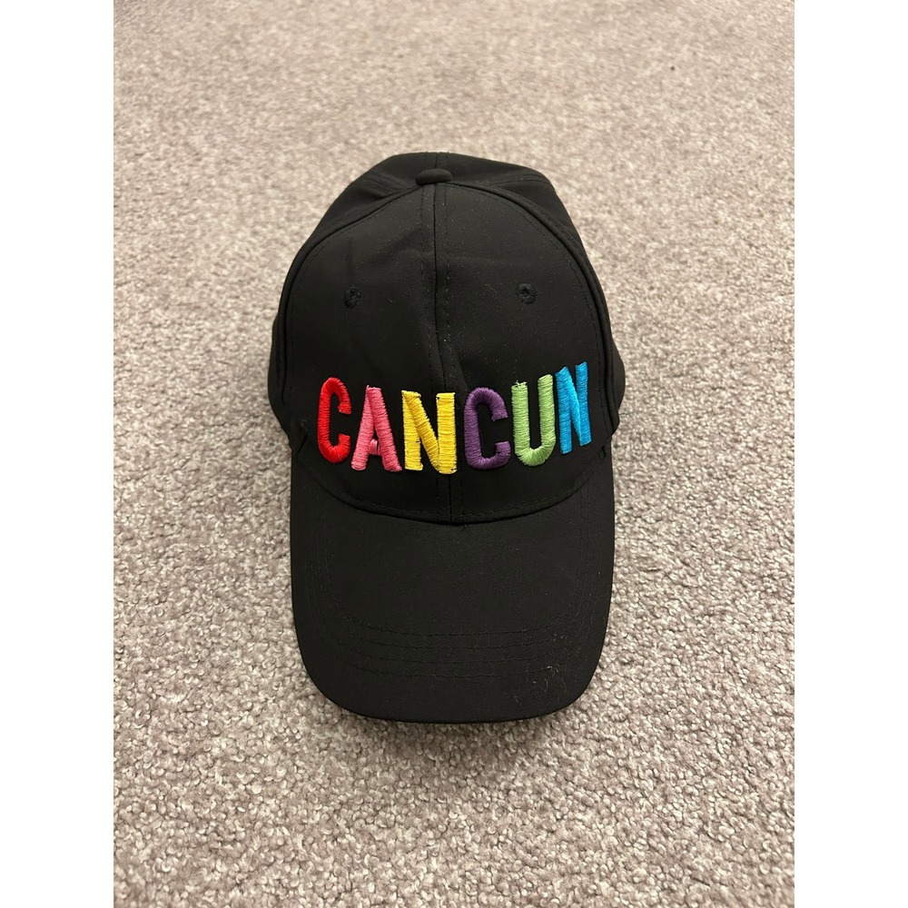 Vintage Cancun Baseball Cap Unisex OS Black Excellent Rainbow‎ Souvenir Hat